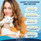 Woman holding a white cat with positive reviews for FORZA10.