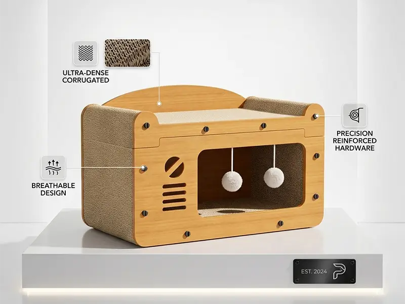 TV Shape Cat Scratcher House with Sisal and Teaser Balls