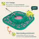 Diagram showing Woof LickMat 2-in-1 design with spoon mixing treat mix in central bowl.