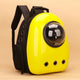 Yellow pet backpack with a transparent dome on a beige background