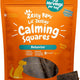 Front view of Zesty Paws Lil' Zesties Calming Squares packaging in smoked chicken flavor, showing a 20 oz bag of soft chew dog supplements with melatonin and ashwagandha.