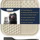 Zonopy non-slip food-grade silicone dog and cat licking mat in a neutral beige color with an included black spreading spatula.
